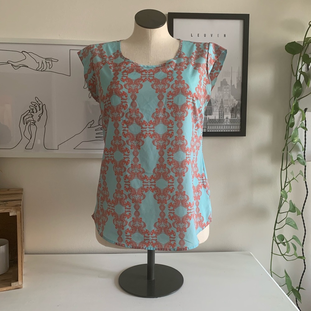 The Limited blue and coral dress shirt